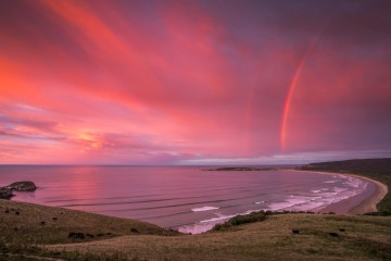 Sunrise Rainbow Over Tautuku Bay