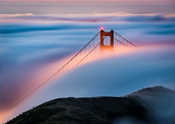 Hawk Hill Sunrise Over Golden Gate Bridge