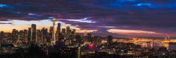 Seattle Skyline Panorama at Sunrise