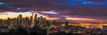 Seattle Skyline Panorama at Sunrise